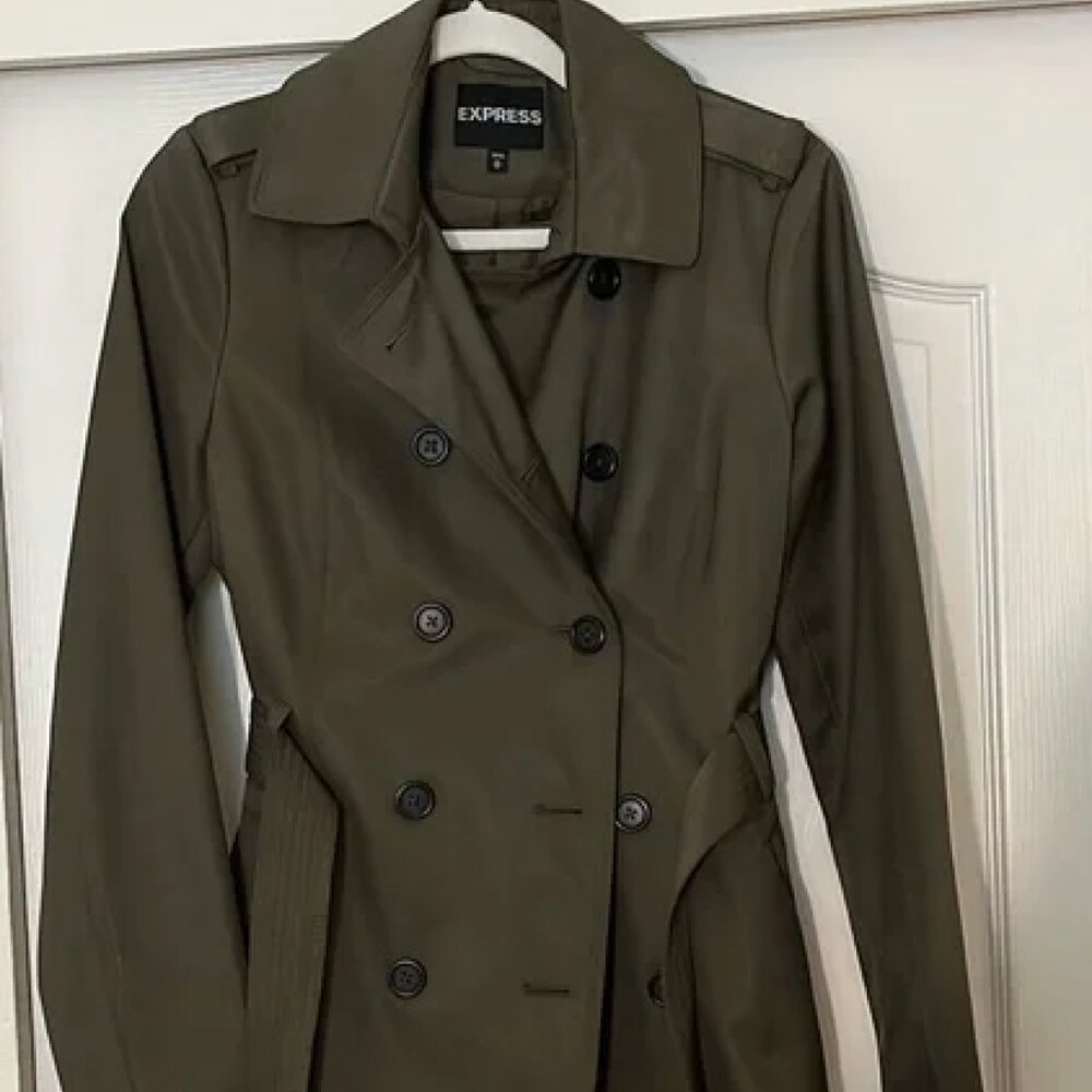 EXPRESS Trench Coat Army Green or Olive Green Medium